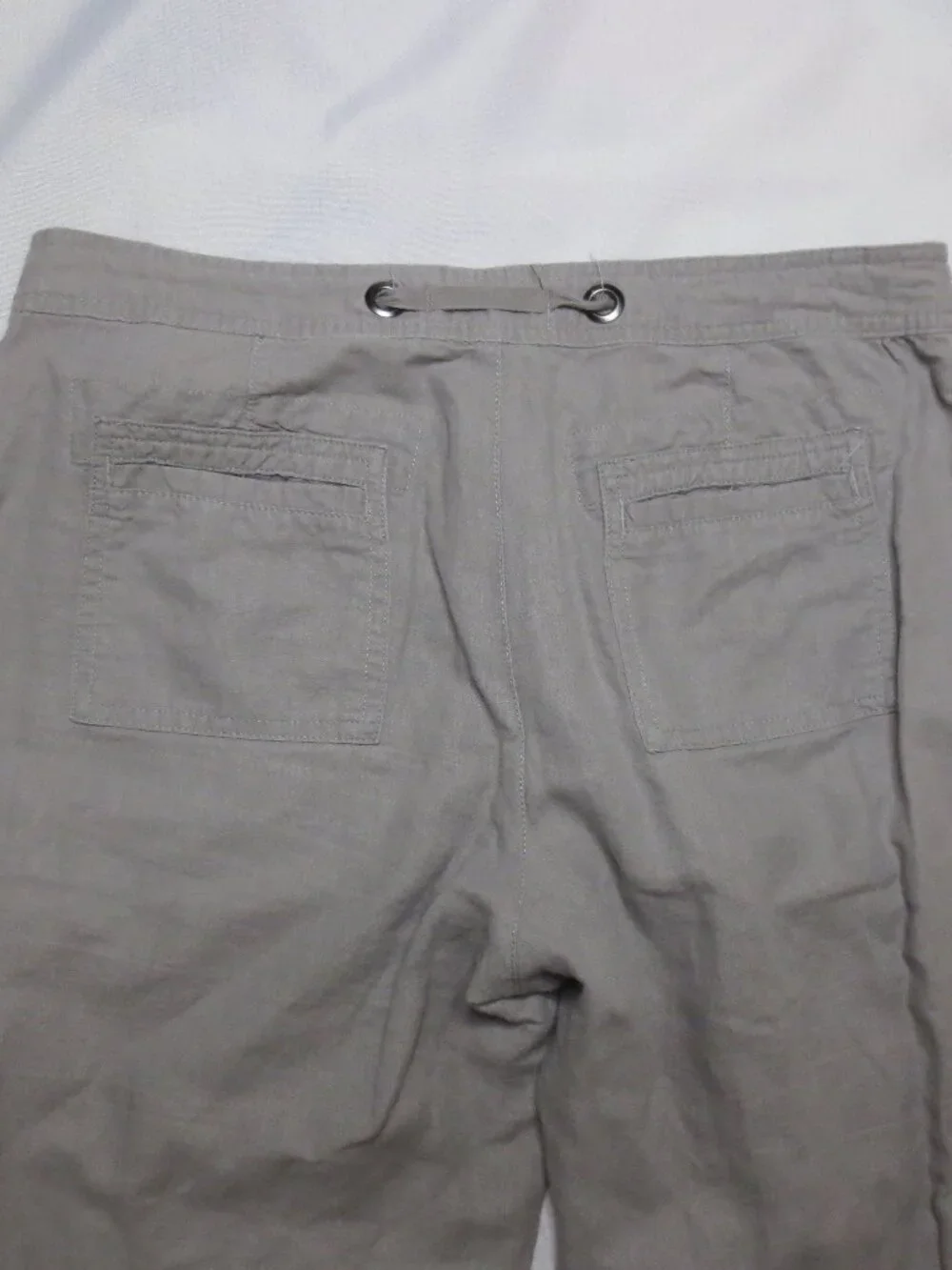 BANANA REPUBLIC womens PANTS gray LINEN lightweight DRAWSTRING summer SIZE 8